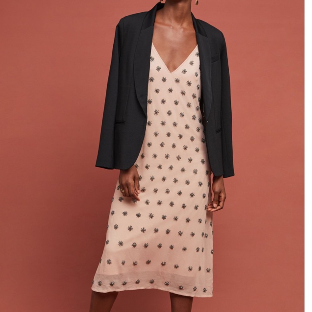 Anthropologie Cream and Black Midi Dress